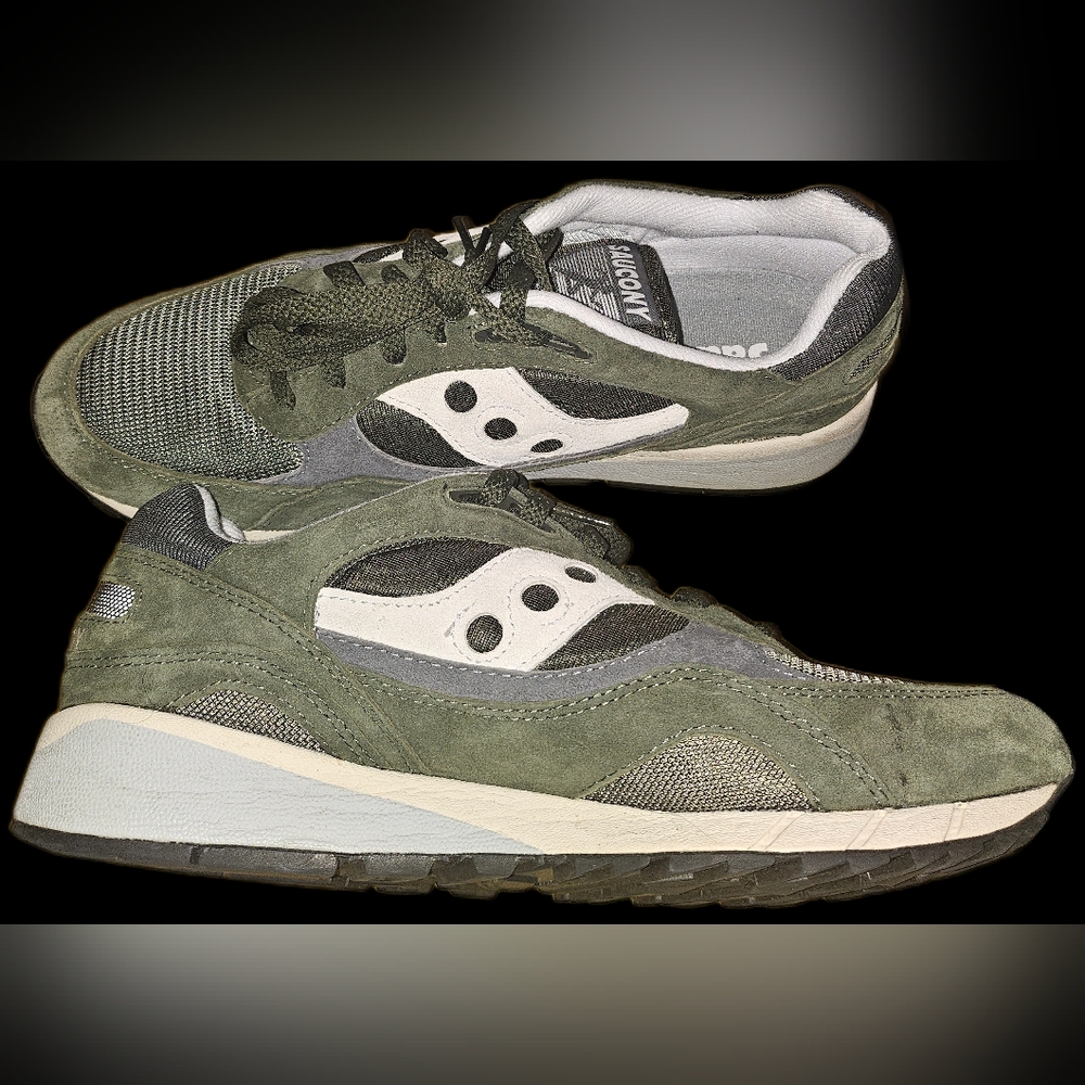 Saucony Men’s Green Suede & Mesh Running Shoes